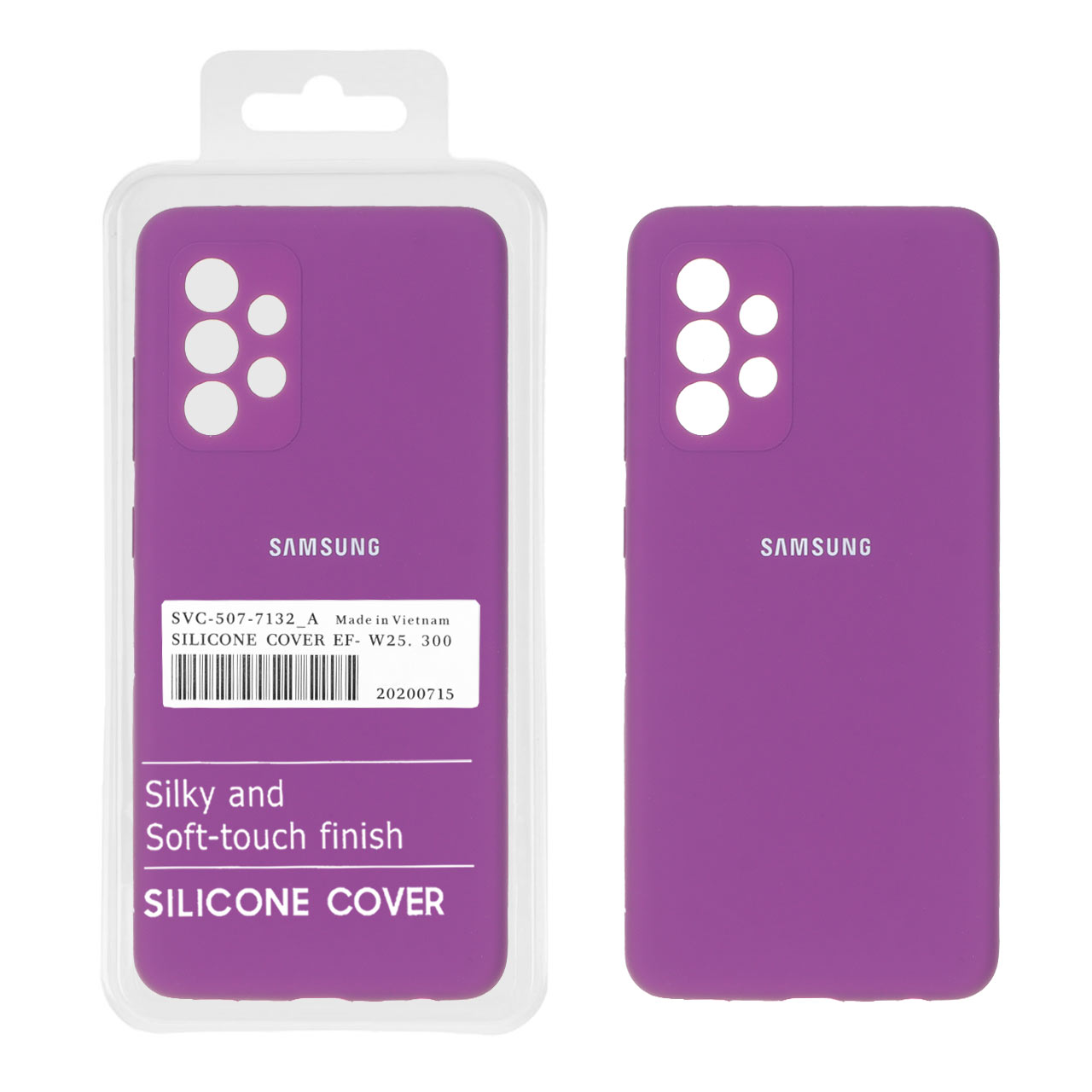 قاب سیلیکونی پاک کنی اورجینال درجه یک Samsung A52 / A52S - ارغوانی (پک دار)