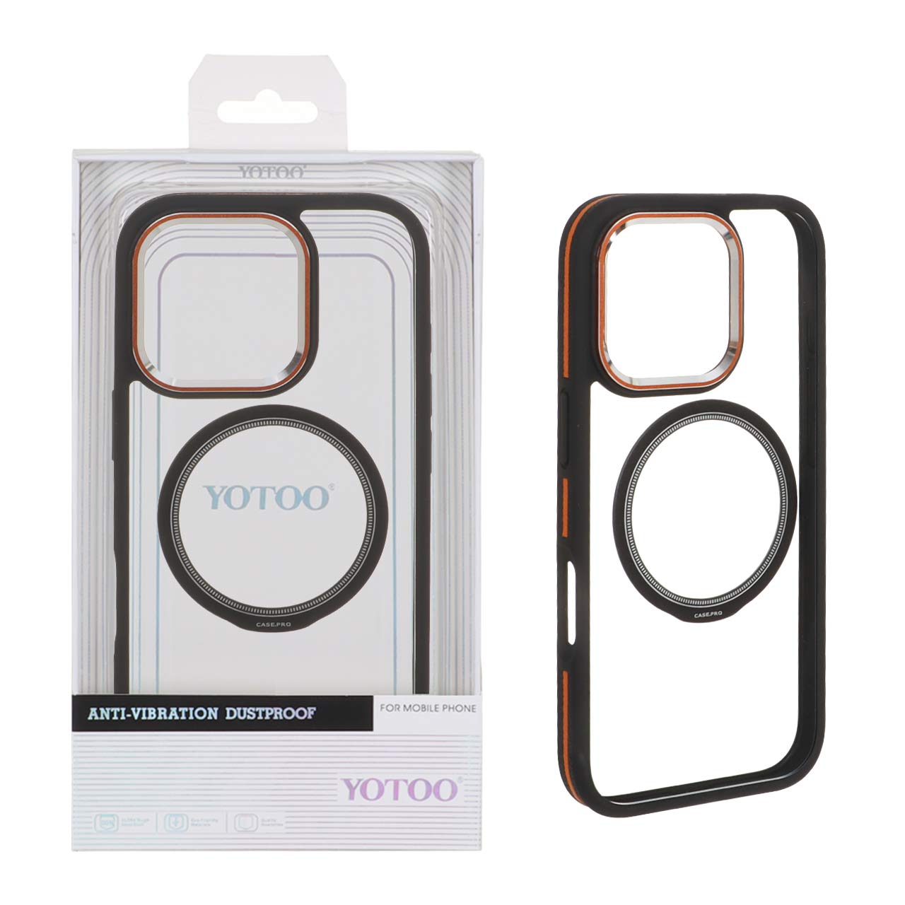 قاب اورجینال Yotoo شفاف MagSafe لنز فلزی Apple iPhone 16 Pro - مشکی (پک دار) - NTC