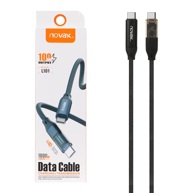کابل شارژ فست Novax Type-C to Type-C مدل L101 100W - مشکی