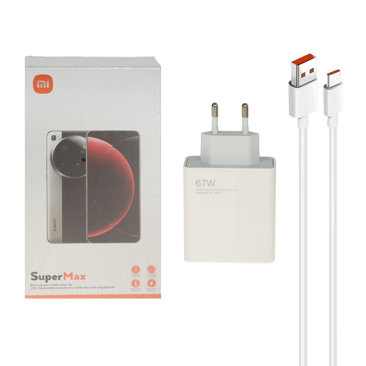 شارژر دیواری فست تک پورت Xiaomi مدل SuperMax DY-12-EZ 67W - سفید - به همراه کابل شارژ MMS - Type-C (گارانتی شش ماهه YA)