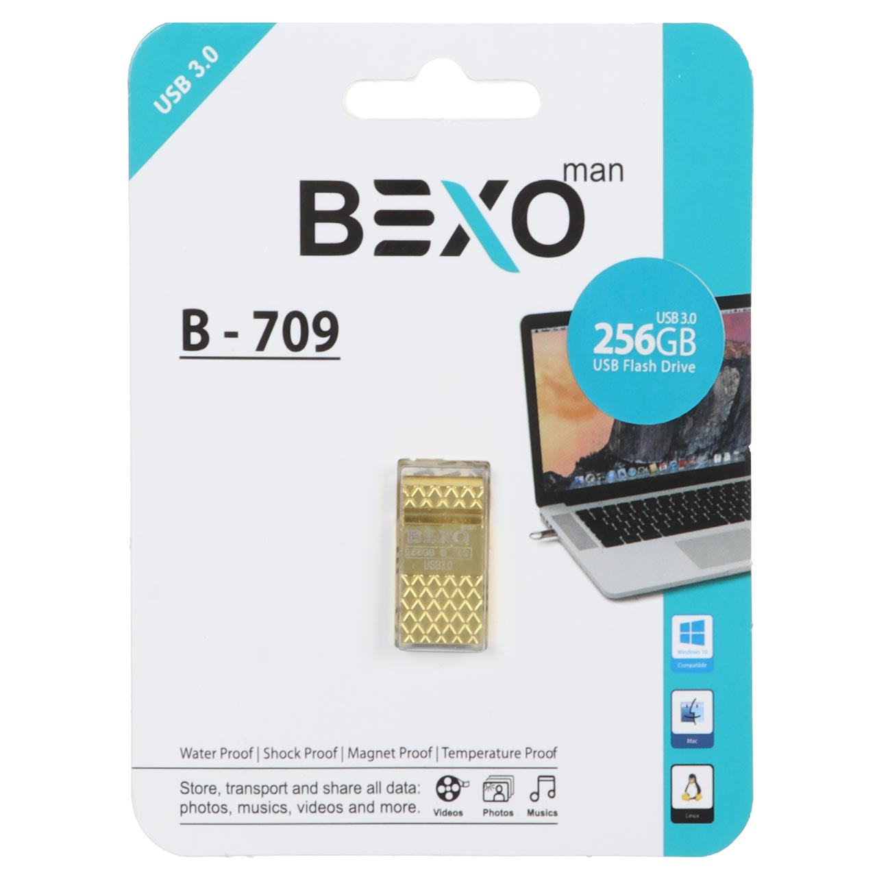 BEXO B-709 USB3.0 Flash Memory - 256GB (گارانتی داده پردازی آواتک) طلایی