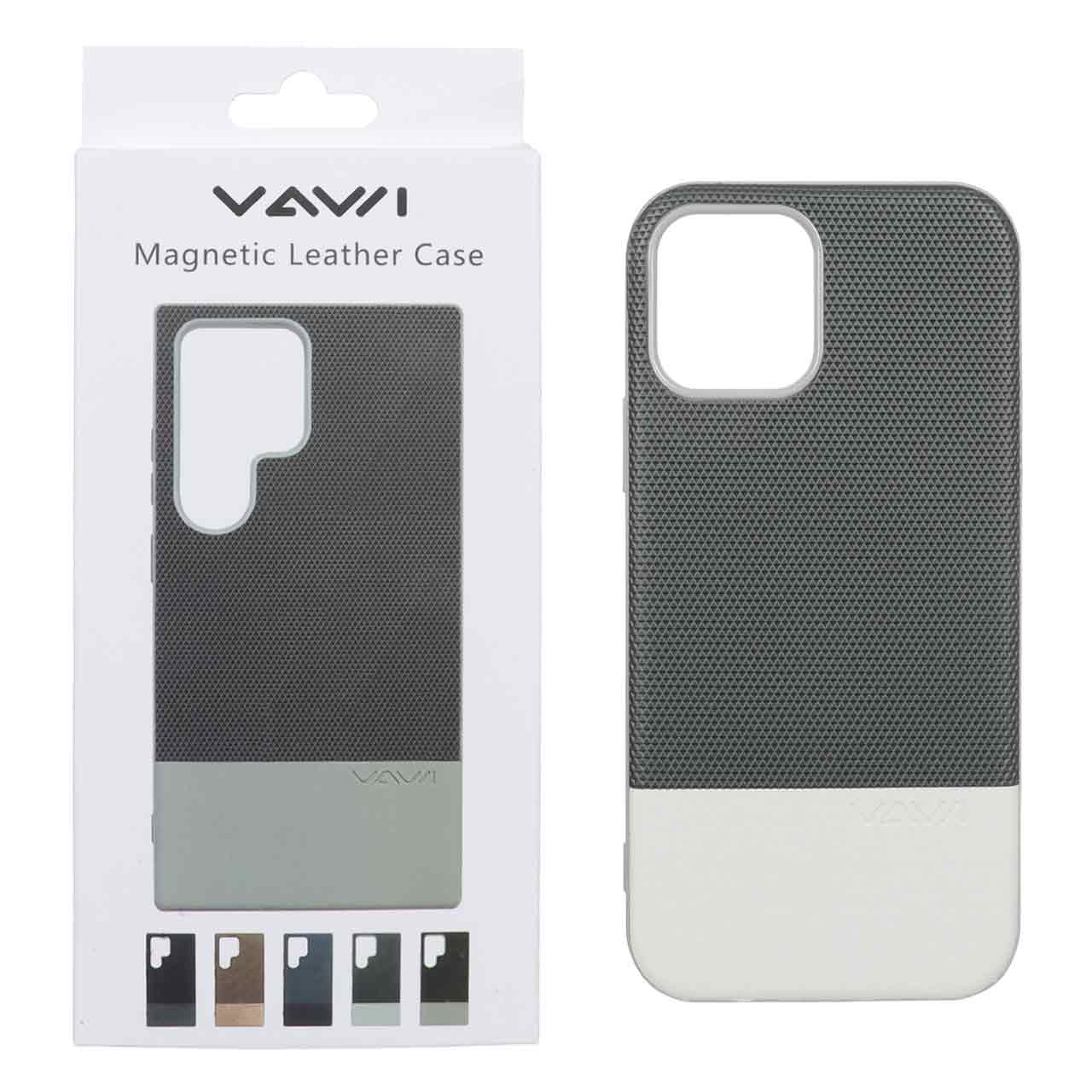 قاب Vawi چرمی دو تکه MagSafe مدل Apple iPhone 12 Pro / iPhone 12 - کرم (پک دار)