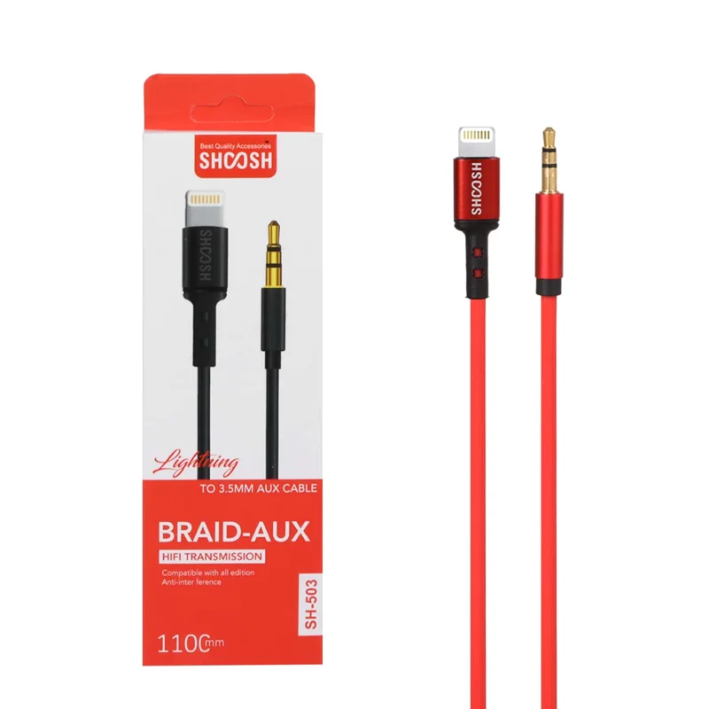 کابل تبدیل 1.1 متری Shoosh AUX TO Lightning مدل SH-503 - قرمز - SMO
