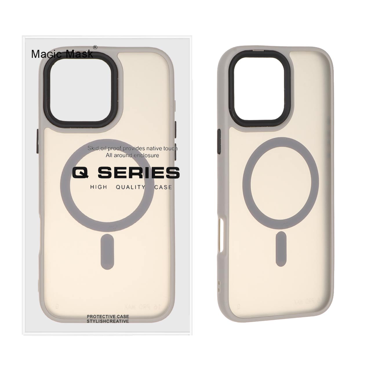 قاب اورجینال Magic Mask مات Magsafe بلک لنز Apple iPhone 16 Pro Max - خاکستری (پک دار)