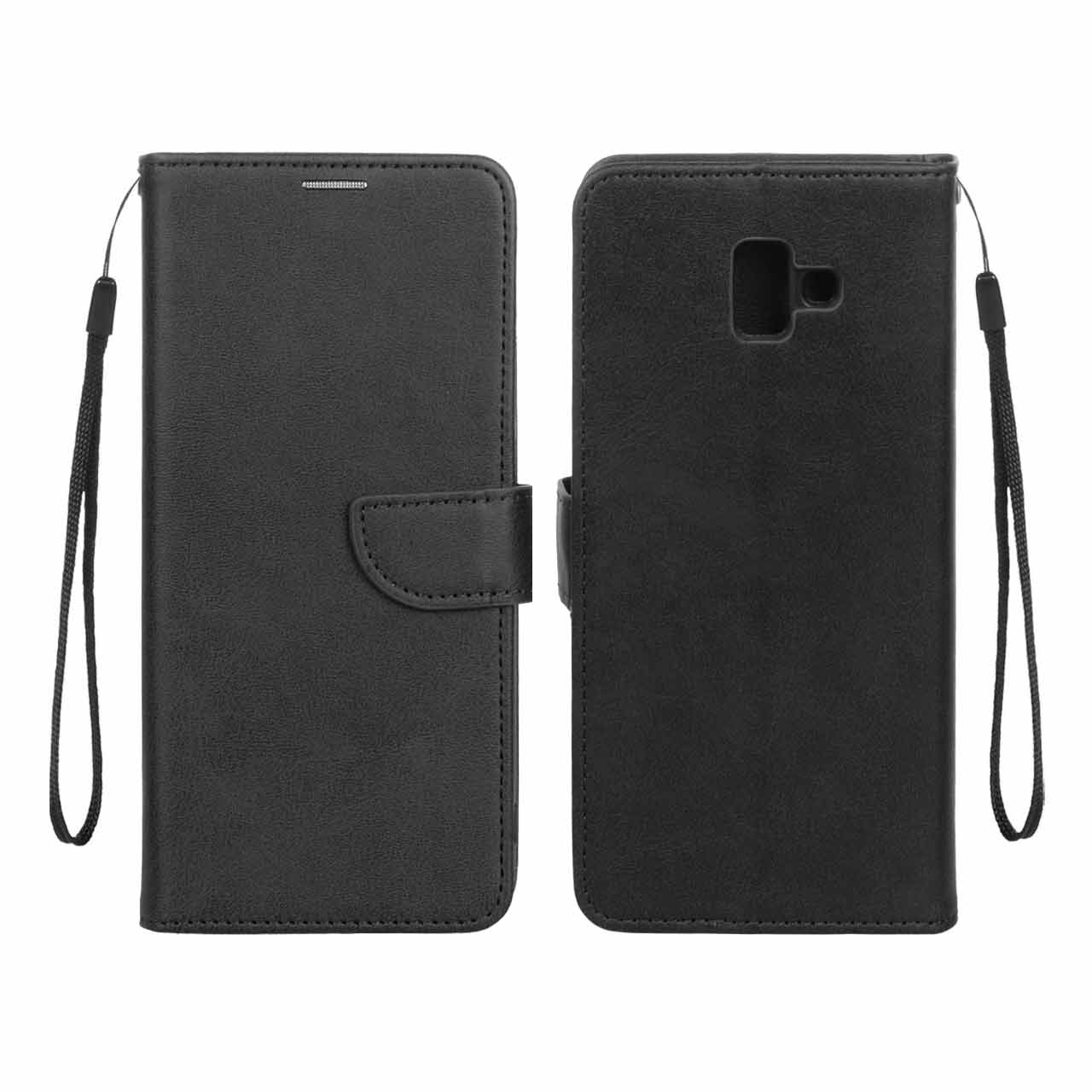 کیف چرمی موبایل مگنتی محافظ لنزدار Samsung Galaxy J6 Plus / J610 - مشکی