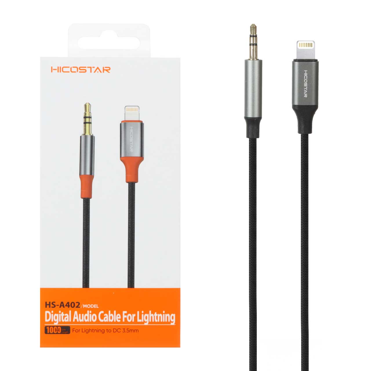 تبدیل Hicostar AUX TO Lightning مدل HS-A402 - مشکی