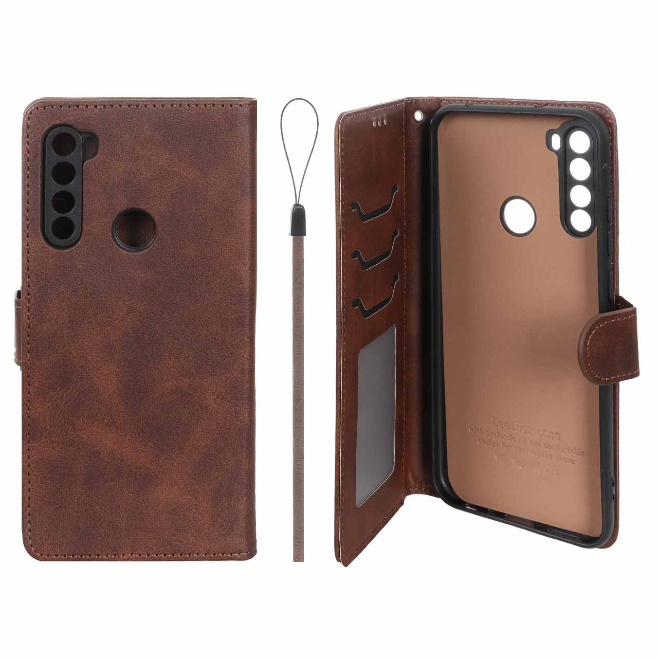 کیف موبایل مگنتی درجه یک داخل خز MNC Plus مدل Xiaomi Redmi Note 8T - قهوه ای