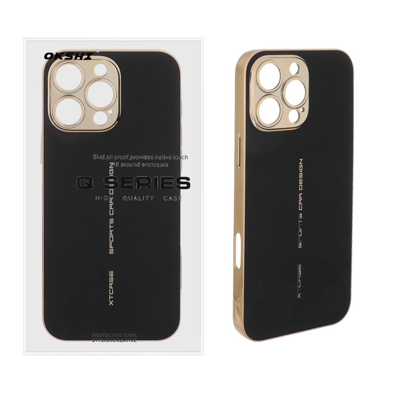 قاب اورجینال XTCASE چرمی Gold مدل Apple iPhone 16 Pro Max - مشکی (پک دار)