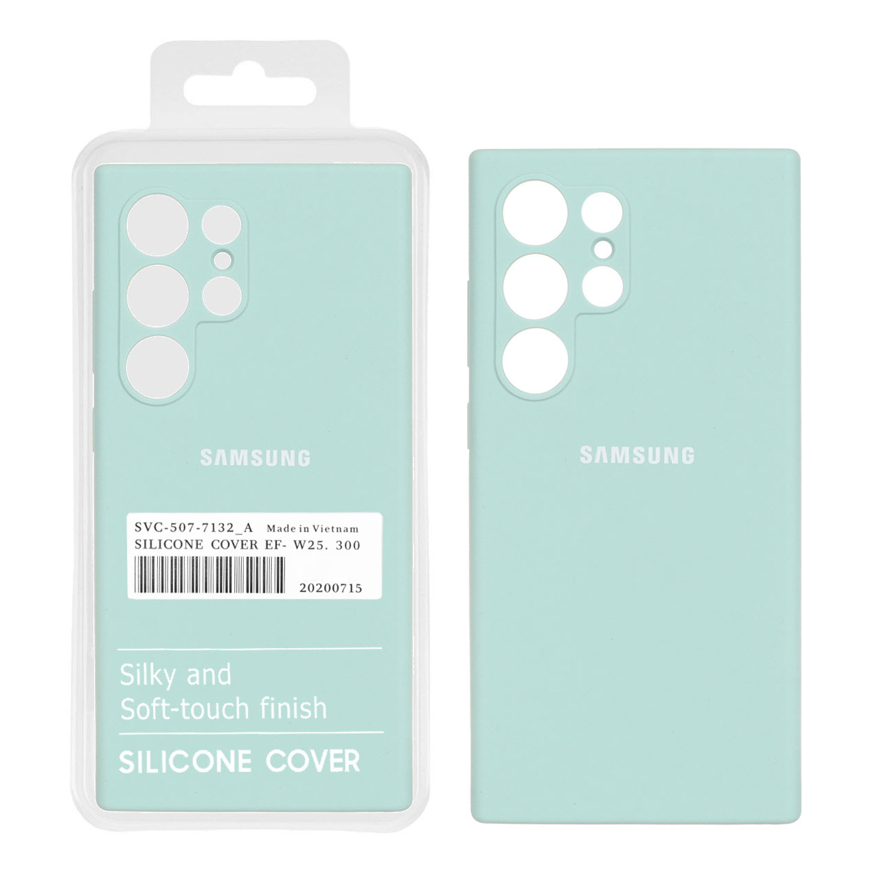 قاب سیلیکونی پاک کنی اورجینال درجه یک Samsung Galaxy S24 Ultra - سبز روشن (پک دار)