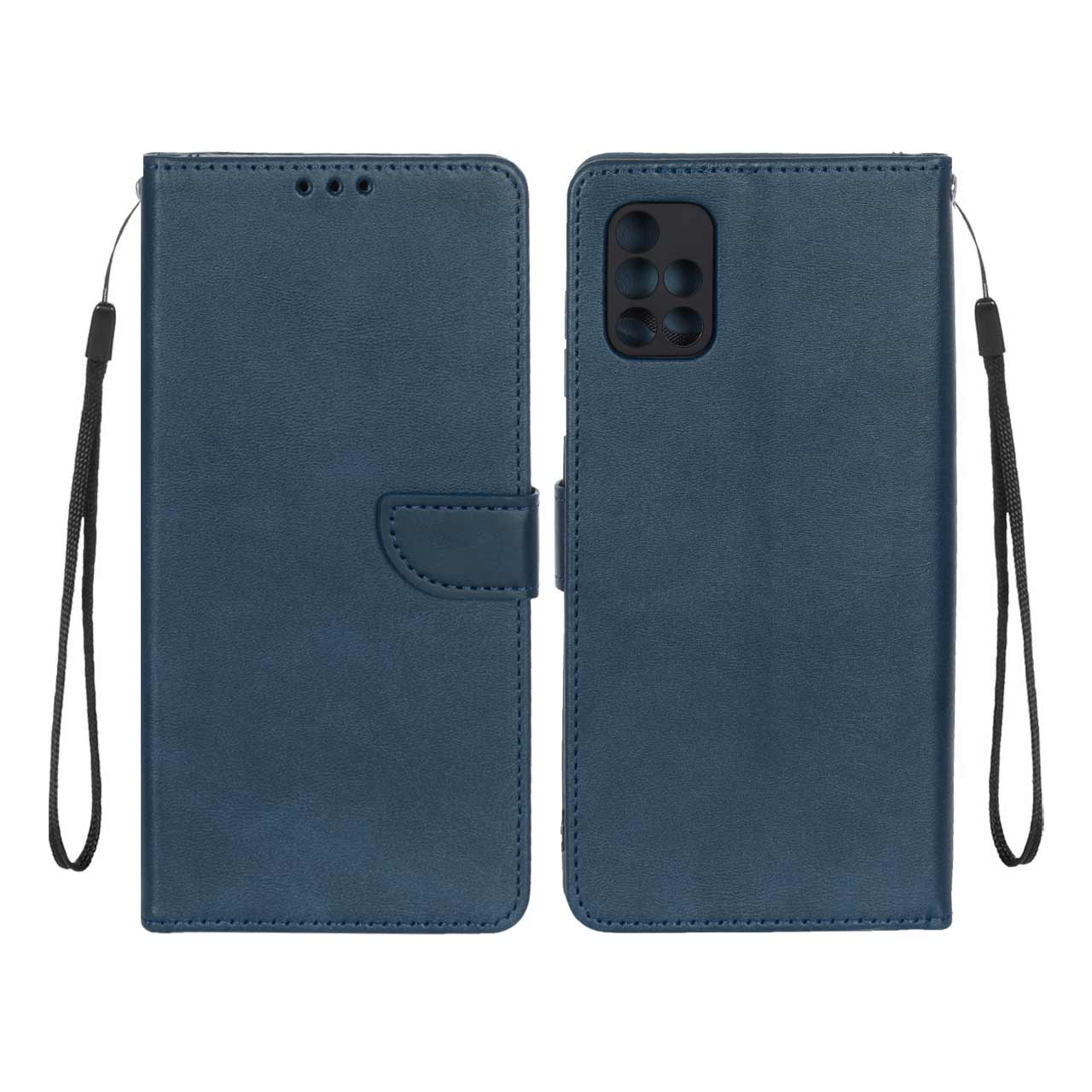 کیف چرمی موبایل مگنتی محافظ لنزدار Samsung Galaxy A71 - سرمه ای