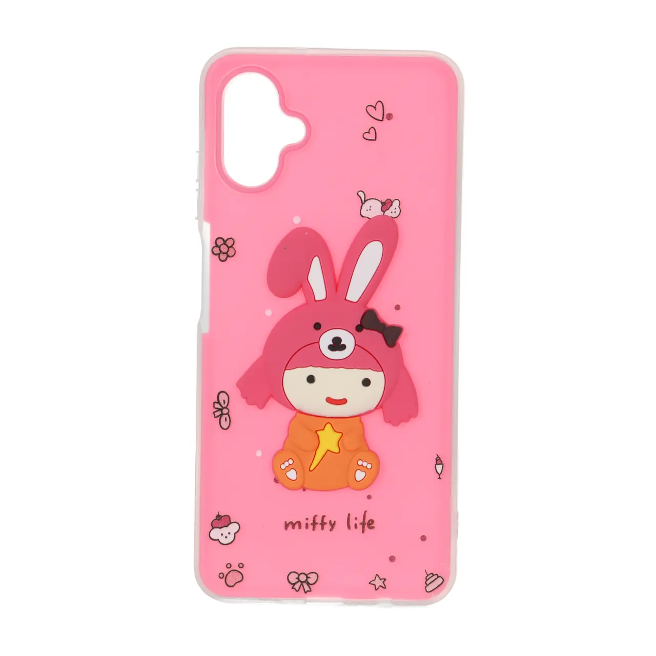 قاب دو لایه مات عروسک برجسته Samsung Galaxy A06 - صورتی فانتزی