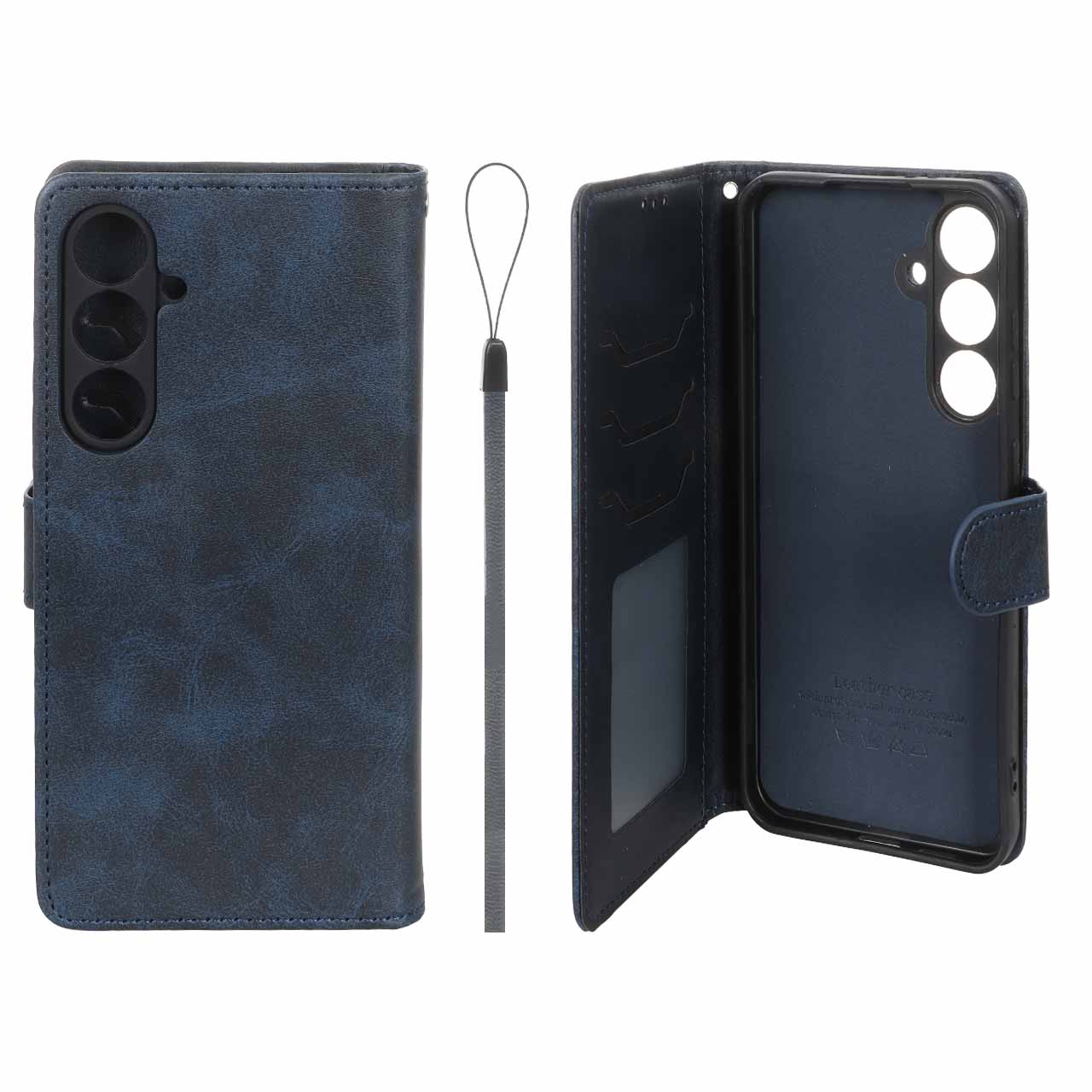 کیف موبایل مگنتی درجه یک داخل خز MNC Plus مدل Samsung Galaxy S24 FE - سرمه ای