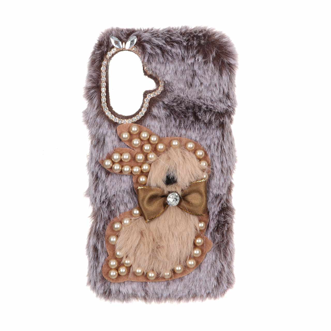 قاب پشمالو مرواریدی نگین دار Apple iPhone 16 - طرح 1