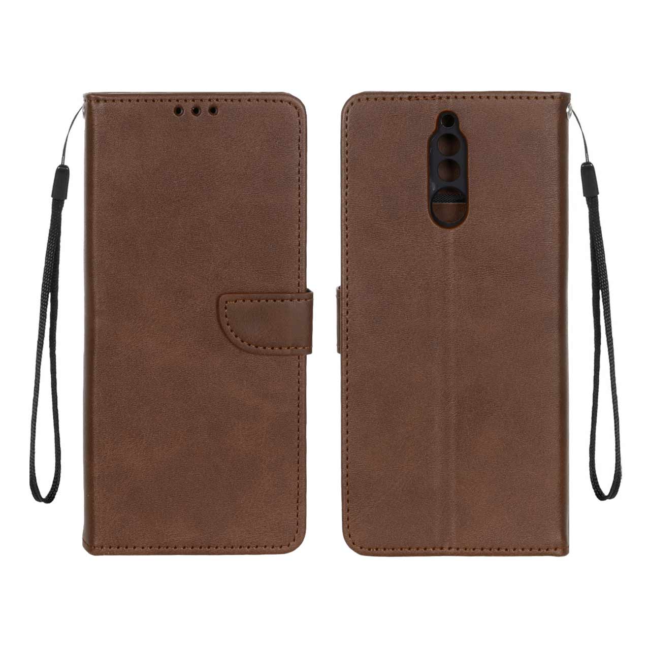 کیف چرمی موبایل مگنتی محافظ لنزدار Huawei Mate 10 Lite - قهوه ای