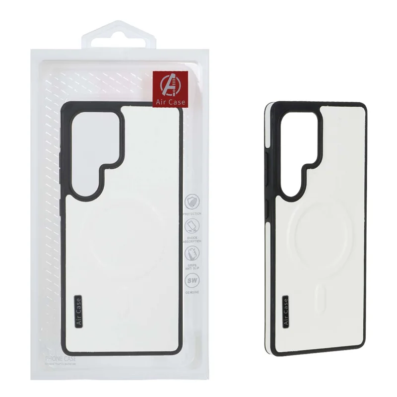 قاب چرمی اورجینال Air Case Magsafe مدل Samsung Galaxy S25 Ultra - سفید (پک دار)
