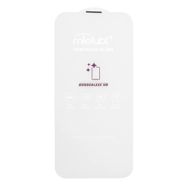 محافظ صفحه نمایش شیشه ای Mietubl 3D Large Arc مدل Apple iPhone 16 Pro Max بدون حاشیه