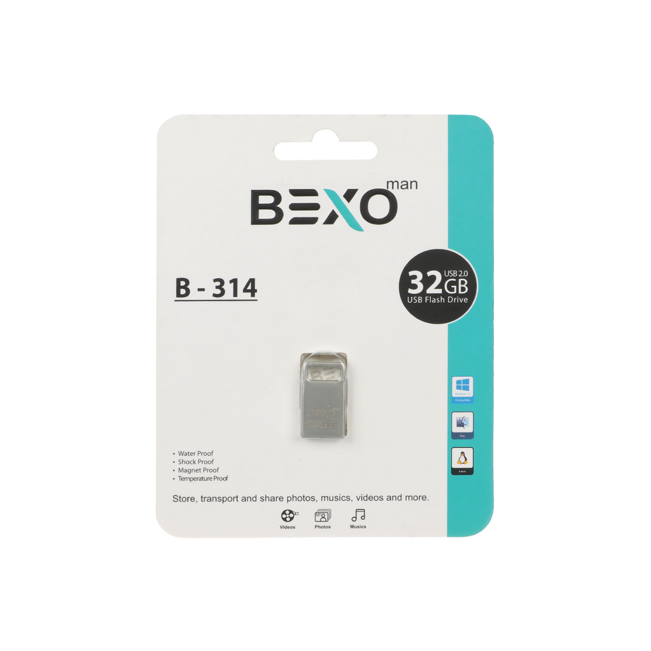 BEXO B-314 USB2.0 Flash Memory - 32GB (گارانتی داده پردازی آواتک) نقره ای