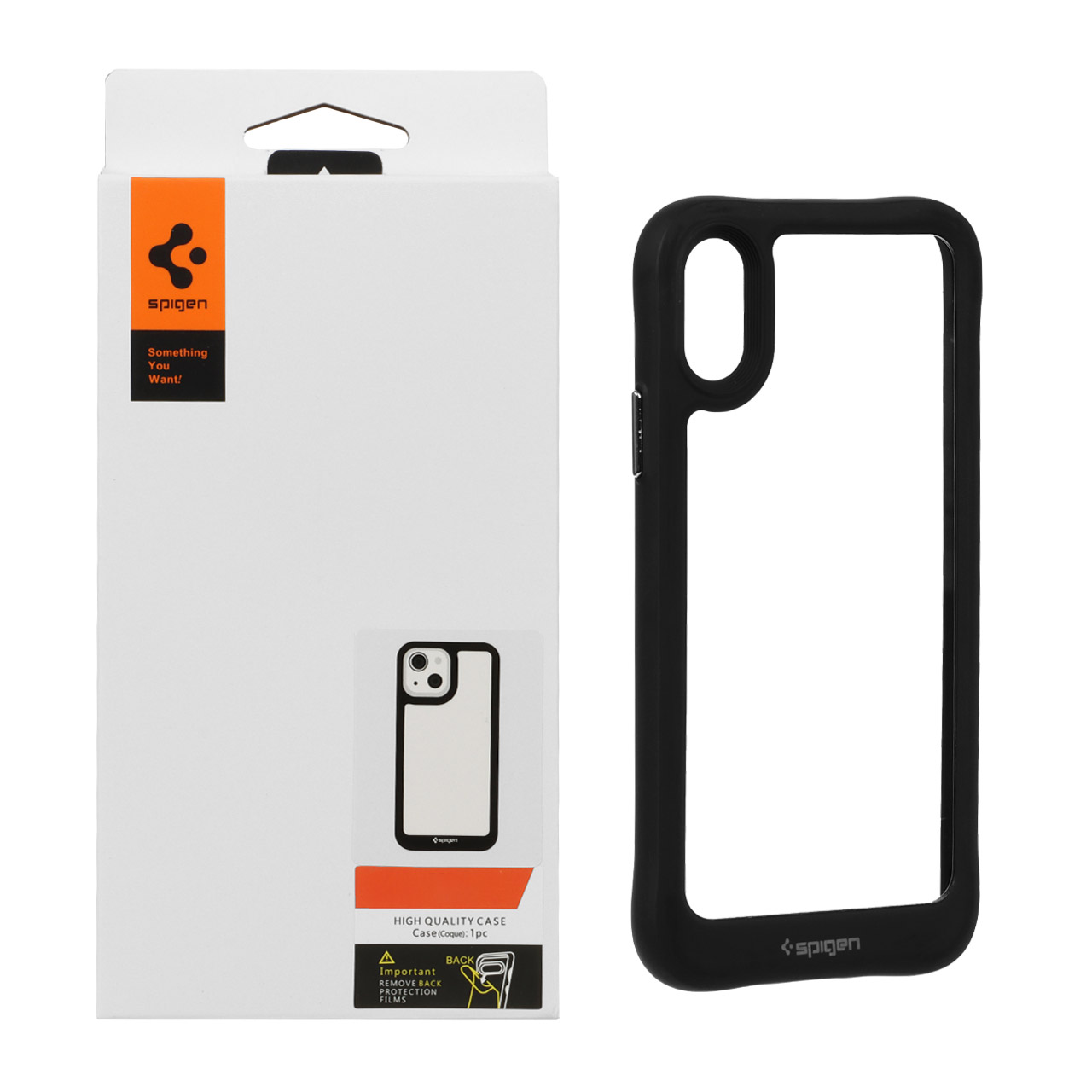 قاب اورجینال Spigen مدل Apple iPhone X / iPhone XS - شفاف مشکی
