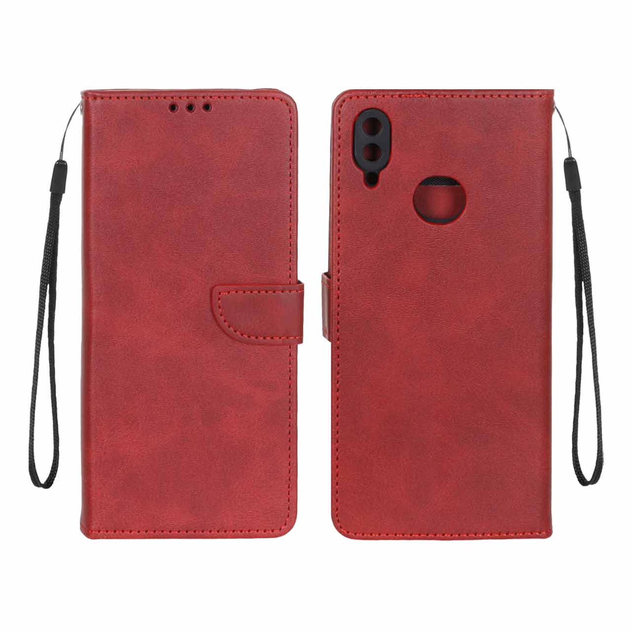 کیف چرمی موبایل مگنتی محافظ لنزدار Samsung Galaxy A10s - قرمز
