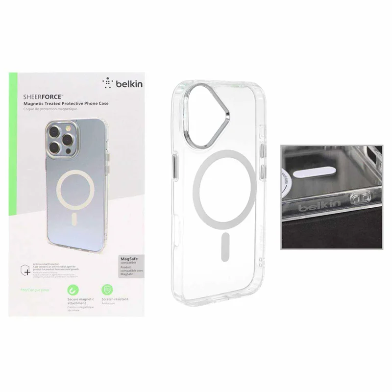 قاب belkin شفاف Magsafe مدل Apple iPhone 17 (پک دار)