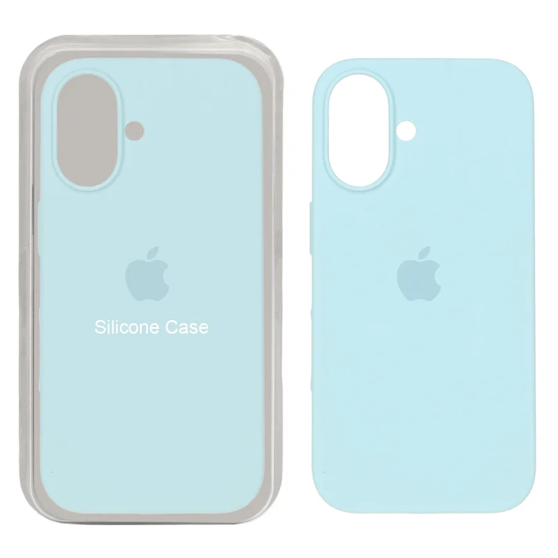 قاب سیلیکونی پاک کنی اورجینال Apple iPhone 16 - سبزآبی روشن (پک اصلی )
