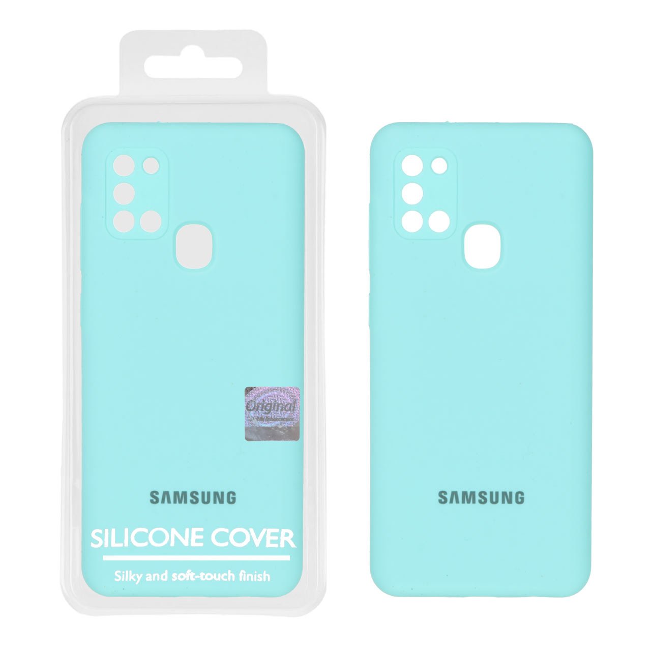 قاب سیلیکونی پاک کنی اورجینال Master Quality مدل Samsung Galaxy A21s - سبزآبی (پک دار)
