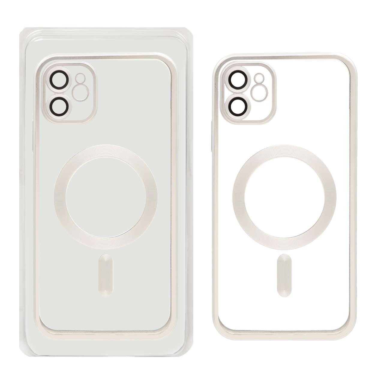 قاب اورجینال الکترواستاتیک Magsafe لنز گلس دار Apple iPhone 11 - نقره ای (پک دار)