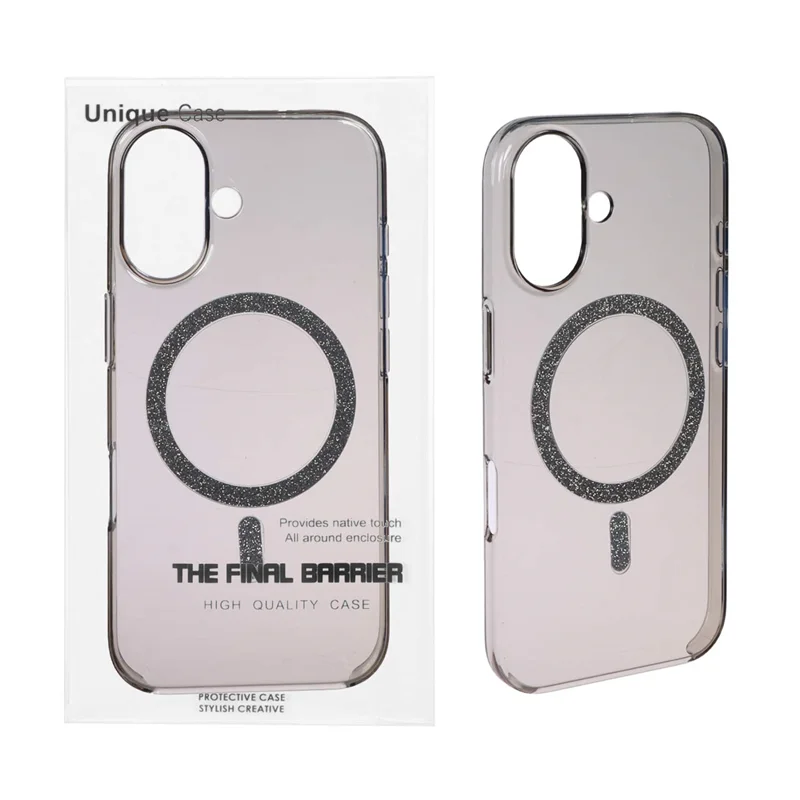 قاب اورجینال Unique Case شفاف MagSafe اکلیلی Apple iPhone 16 - خاکستری (پک دار)