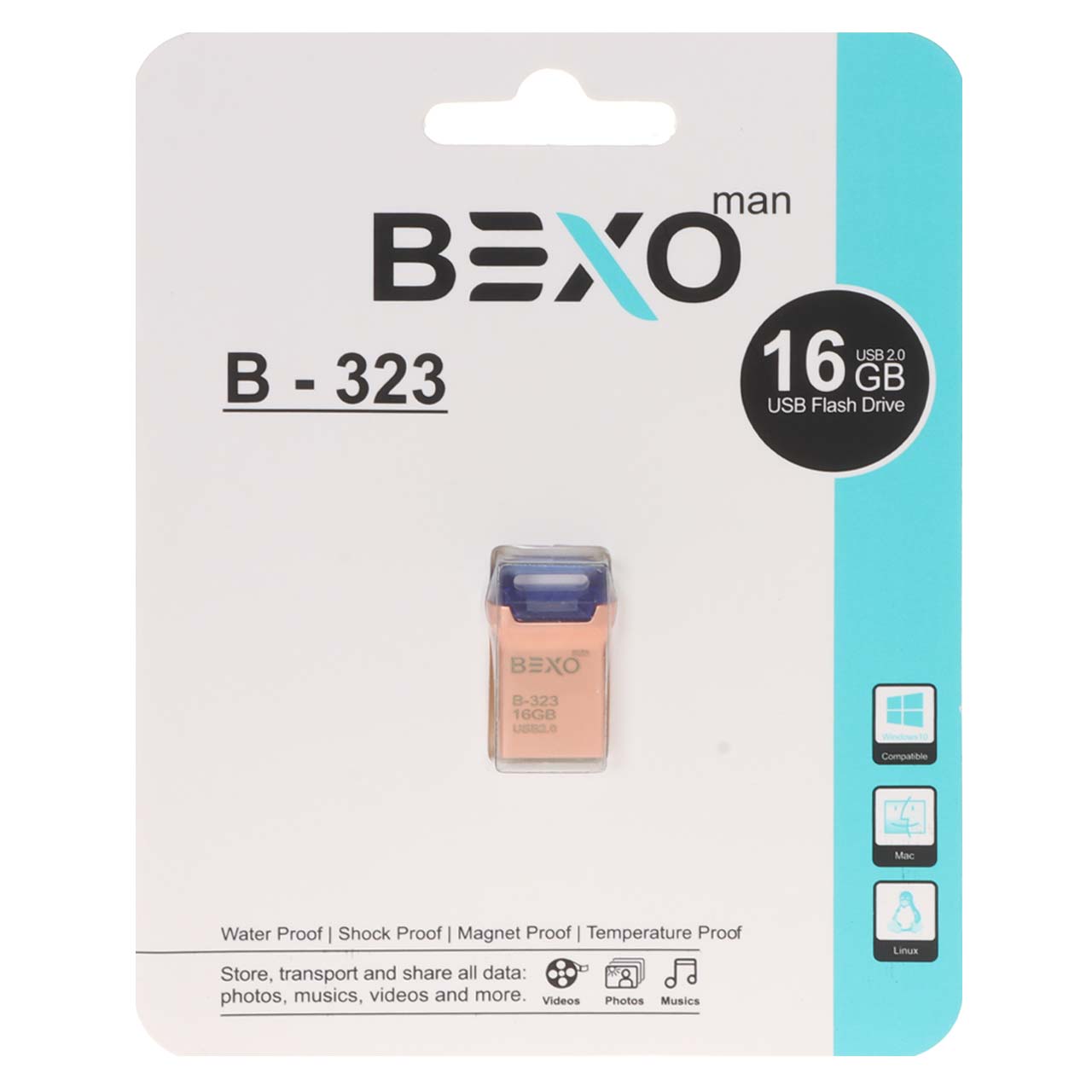 BEXO B-323 USB2.0 Flash Memory - 16GB (گارانتی داده پردازی آواتک) رزگلد
