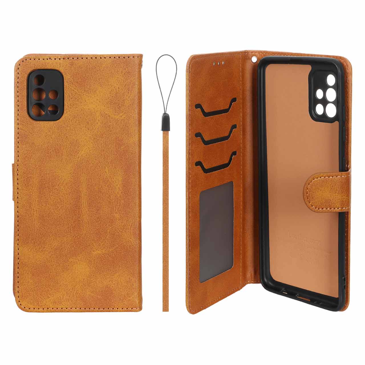 کیف موبایل مگنتی درجه یک داخل خز MNC Plus مدل Samsung Galaxy A51 / M40s - عسلی