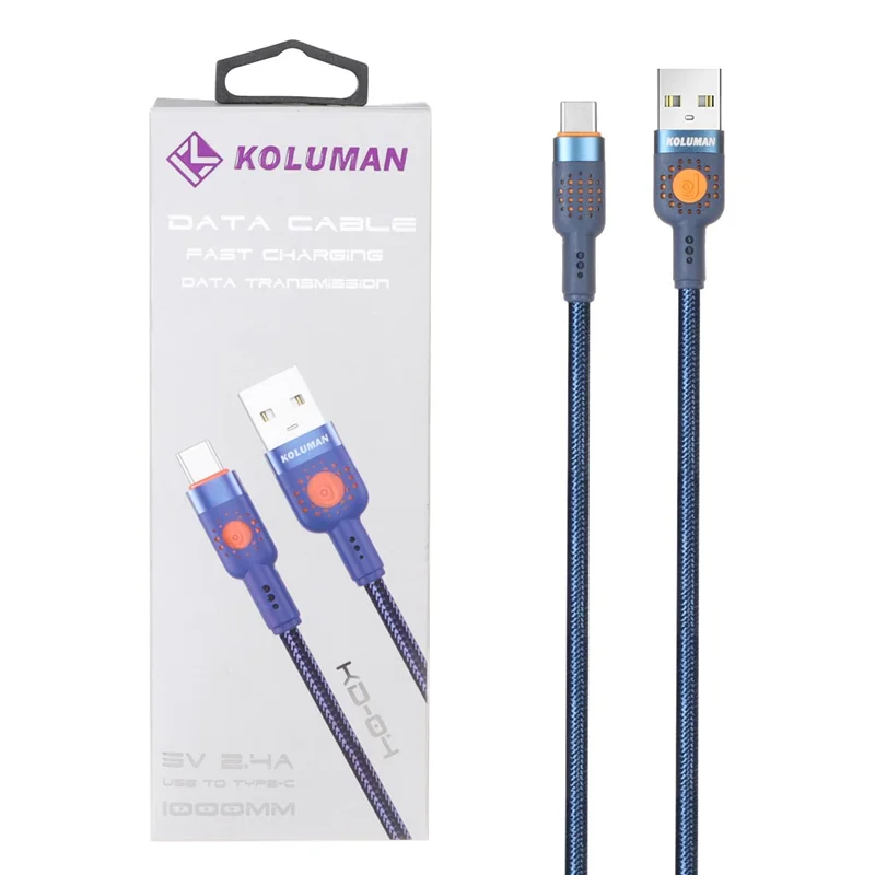 کابل شارژ فست Koluman Type-C مدل KD-04 - آبی (گارانتی یکساله PMC)