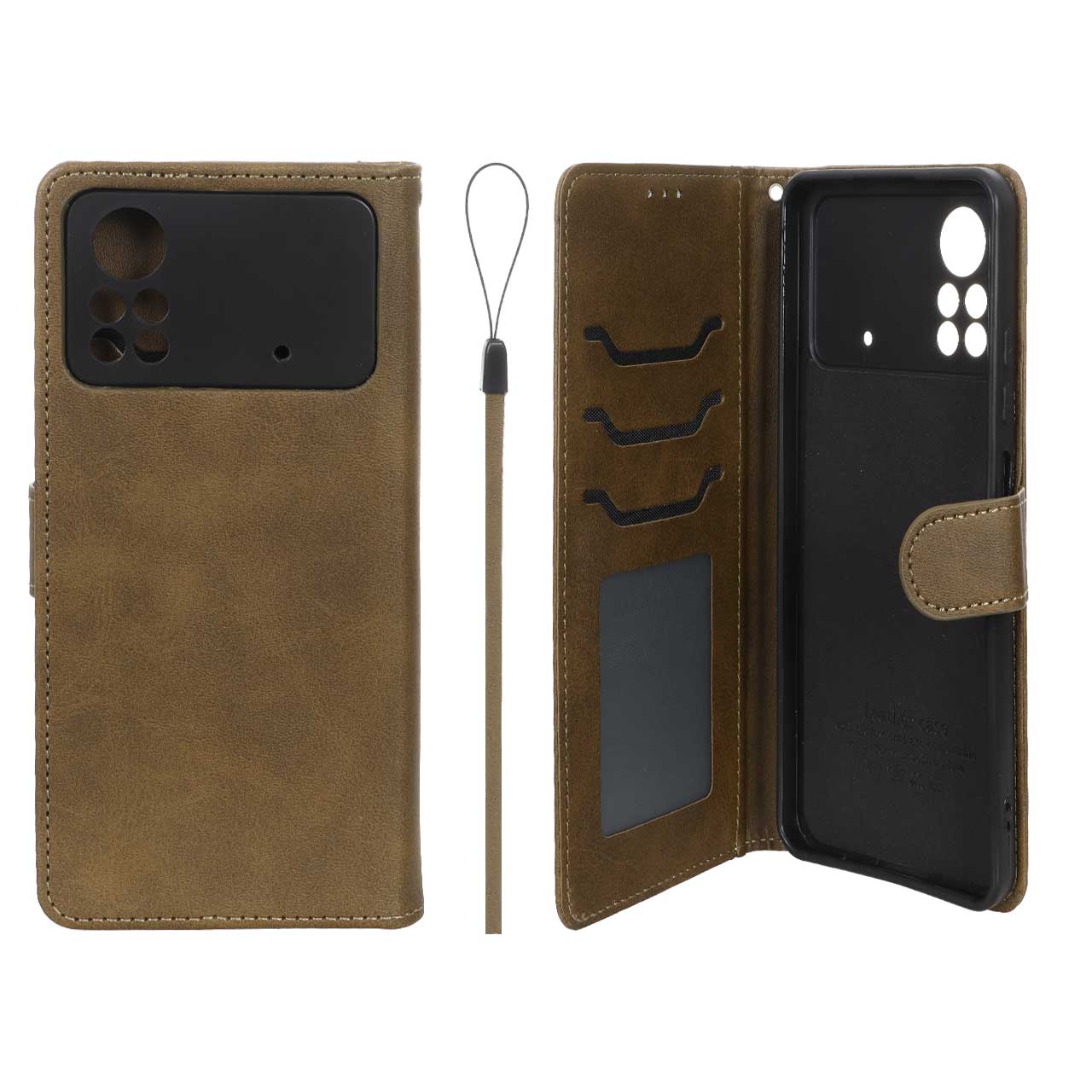 کیف موبایل مگنتی درجه یک داخل خز MNC Plus مدل Xiaomi Poco X4 Pro - سبز زیتونی