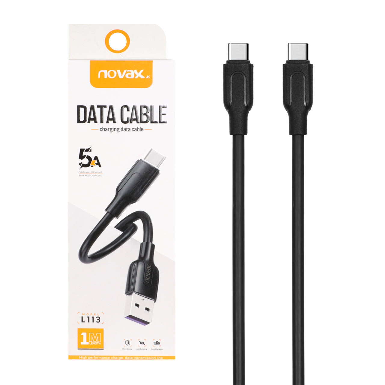 کابل شارژ فست Novax Type-C to Type-C مدل L113 - مشکی