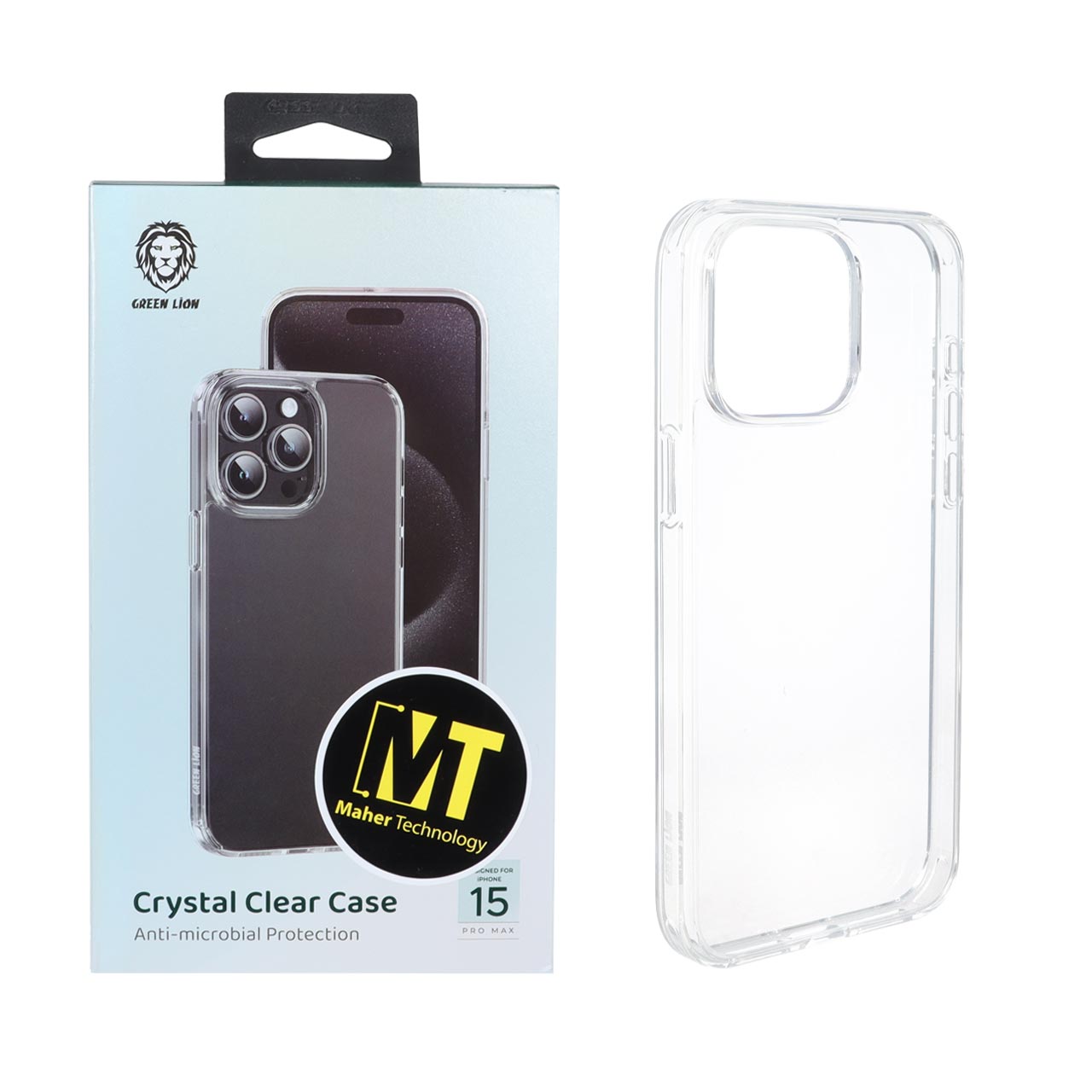 قاب اورجینال Green Lion پشت سخت Crystal Clear مدل Apple iPhone 15 Pro Max - شفاف (پک دار)