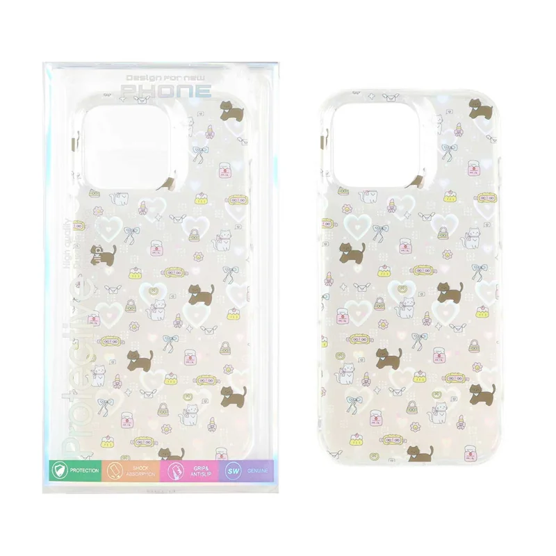 قاب هولوگرامی قلبی پشت سخت دور ژله ای Apple iPhone 16 Pro Max - طرح 97 (پک دار)