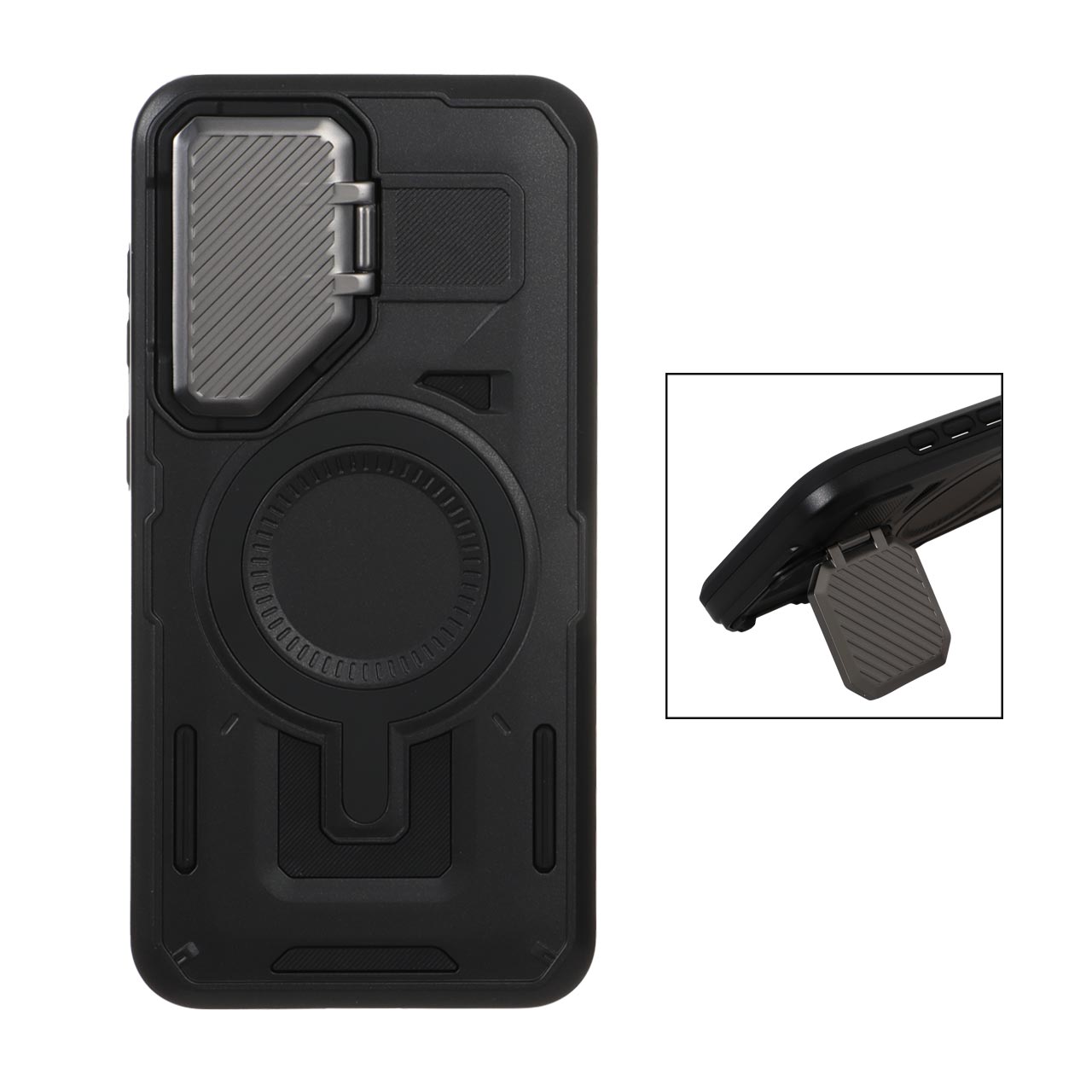 قاب Defender پشت سخت محافظ لنزدار فلزی مدل Samsung Galaxy S24 FE - مشکی - NTC