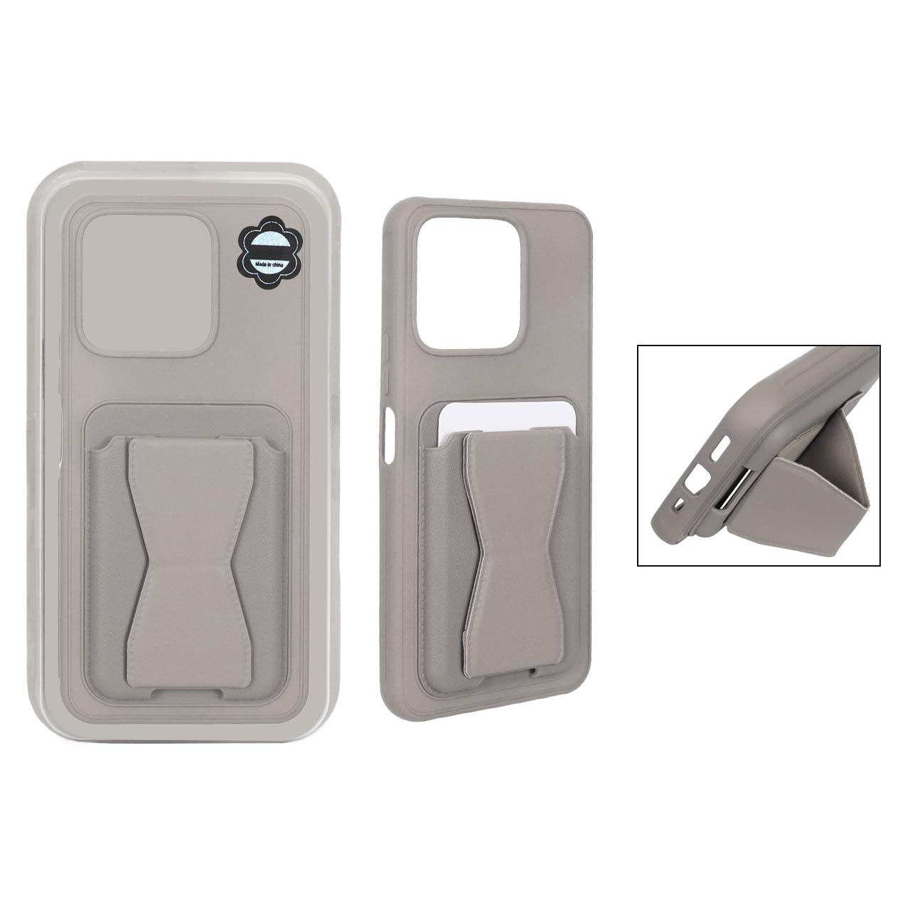 قاب چرمی Magsafe جاکارتی استندشو مگنتی Honor X5b / X5b Plus - خاکی (پک دار) - MPS