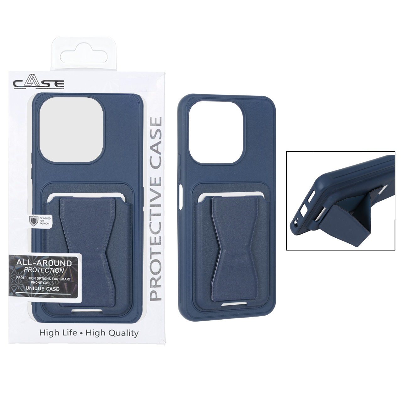 قاب چرمی Magsafe جاکارتی استندشو مگنتی Honor X6c - سرمه ای (پک دار)