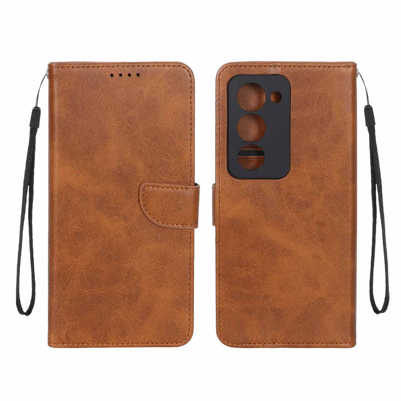 کیف چرمی موبایل مگنتی محافظ لنزدار Xiaomi Redmi 15 4G - عسلی