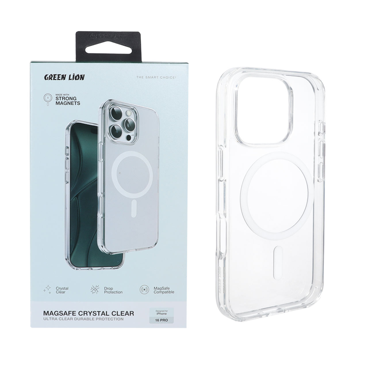 قاب اورجینال Green Lion پشت سخت MagSafe Crystal Clear مدل Apple iPhone 16 Pro - شفاف (پک دار)