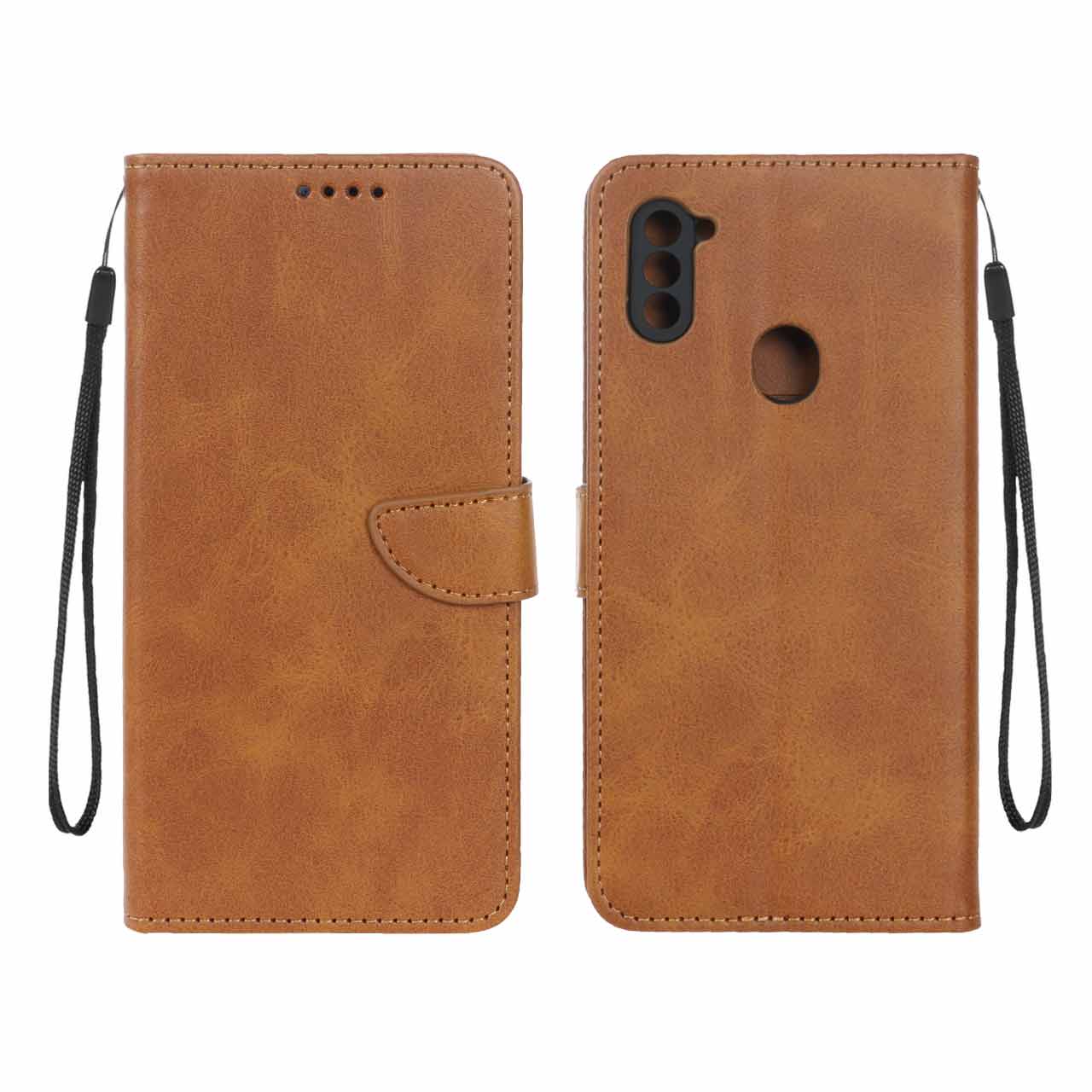 کیف چرمی موبایل مگنتی محافظ لنزدار Samsung Galaxy A11 / M11 - عسلی