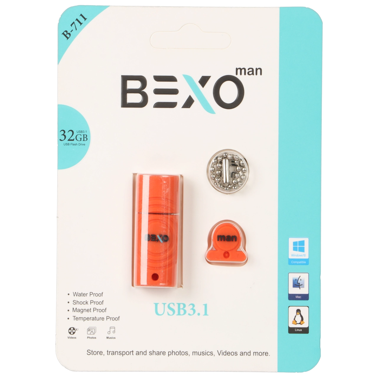 BEXO B-711 USB3.1 Flash Memory-32GB (گارانتی داده پردازی آواتک) نارنجی