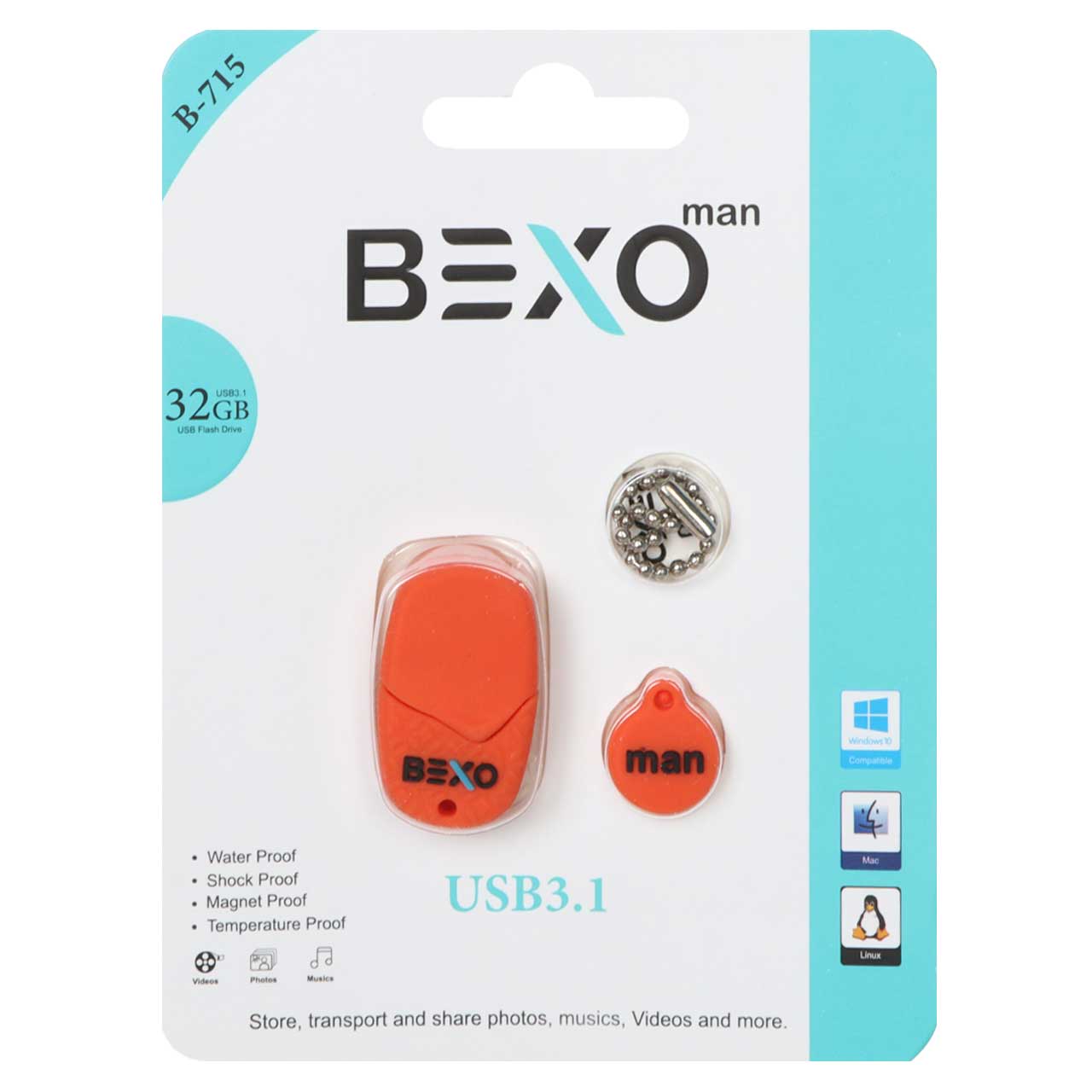 BEXO B-715 USB3.1 Flash Memory-32GB (گارانتی داده پردازی آواتک) نارنجی