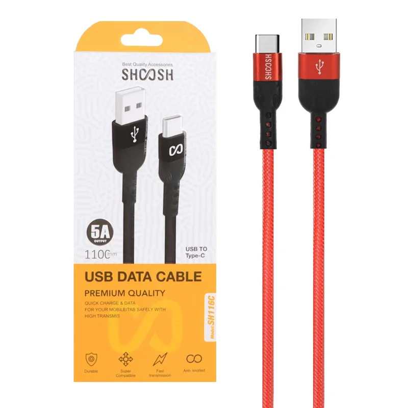 کابل شارژ 1.1 متری فست Shoosh Type-C مدل SH116C - قرمز - SMO