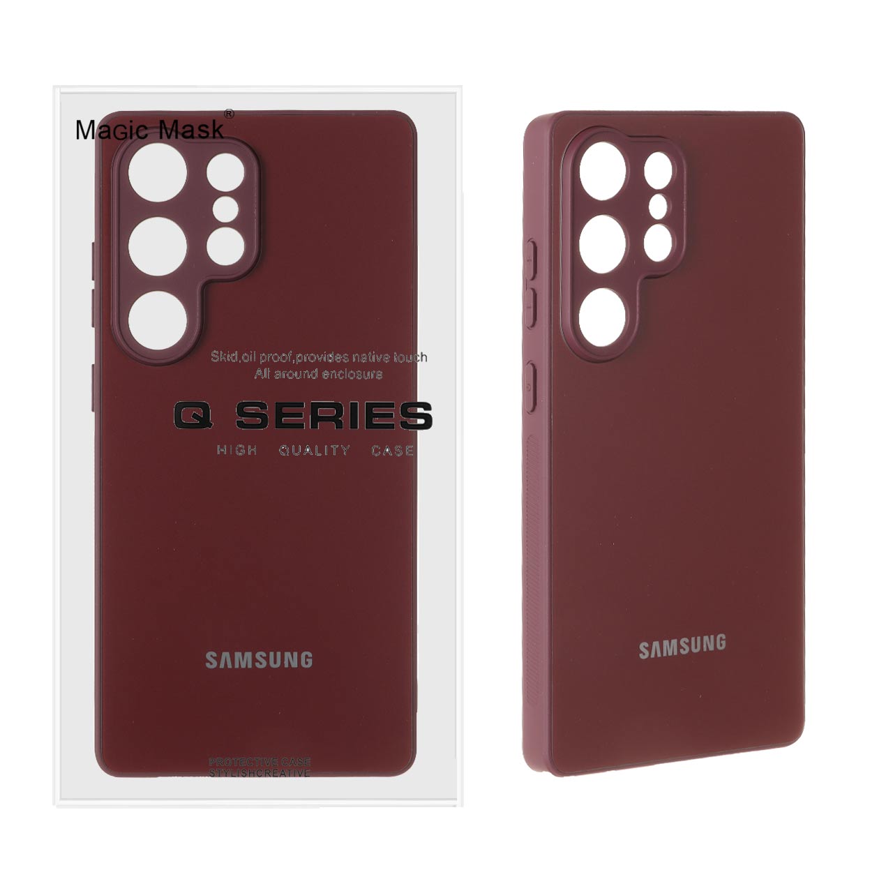 قاب اورجینال PVD ضدخش Magic Mask مدل Samsung Galaxy S25 Ultra - زرشکی (پک دار)