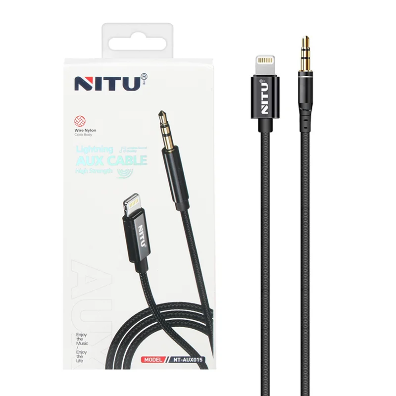 تبدیل NITU AUX TO Lightning مدل 015 - مشکی
