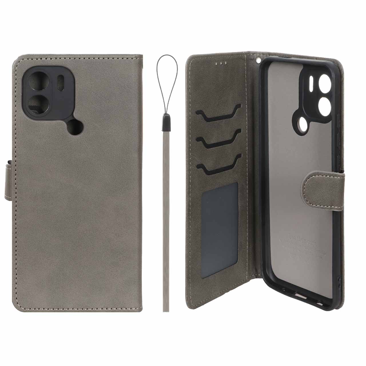 کیف موبایل مگنتی درجه یک داخل خز MNC Plus مدل Xiaomi Redmi A1 Plus / Redmi A2 Plus - خاکستری