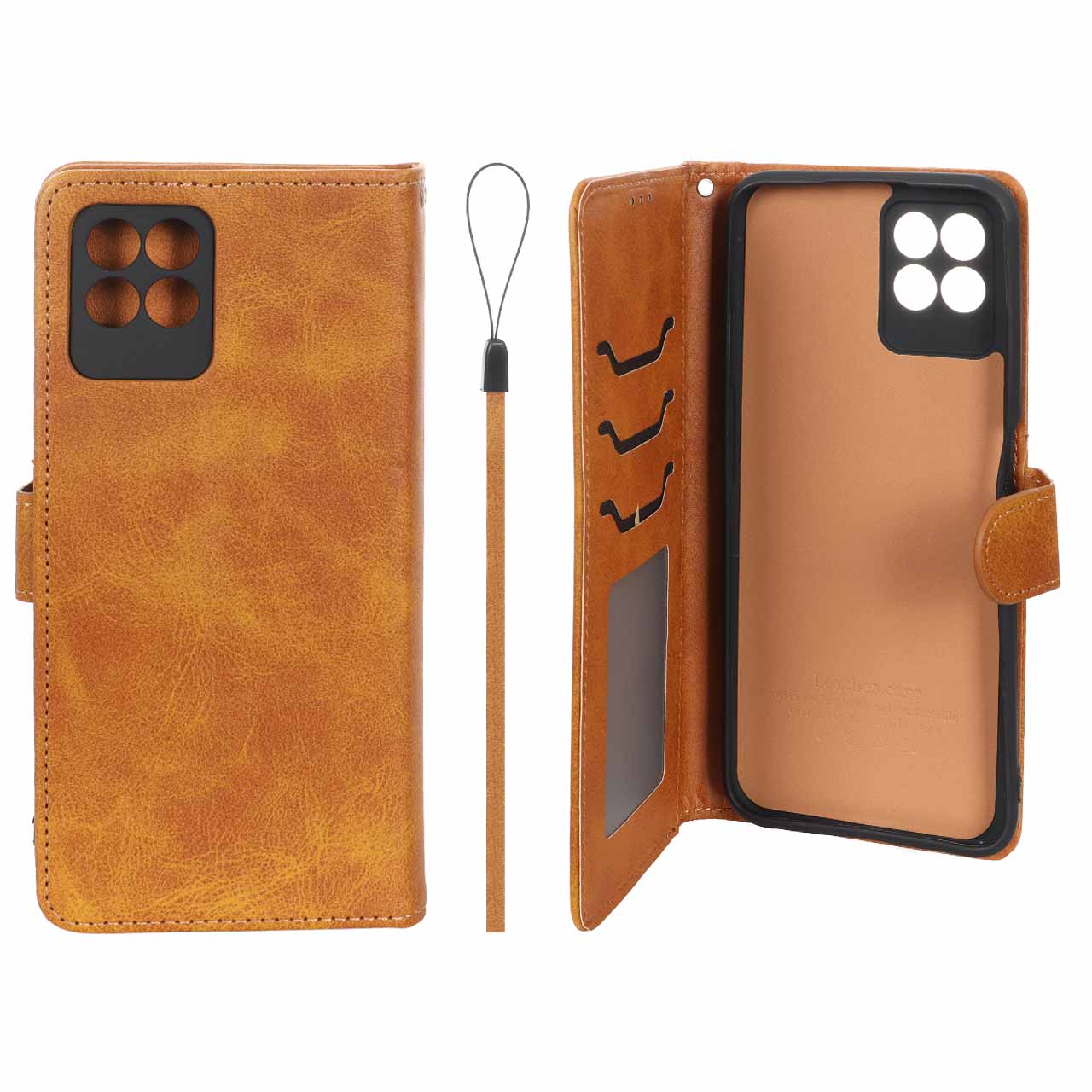 کیف موبایل مگنتی درجه یک داخل خز MNC Plus مدل Realme Narzo 50 - عسلی