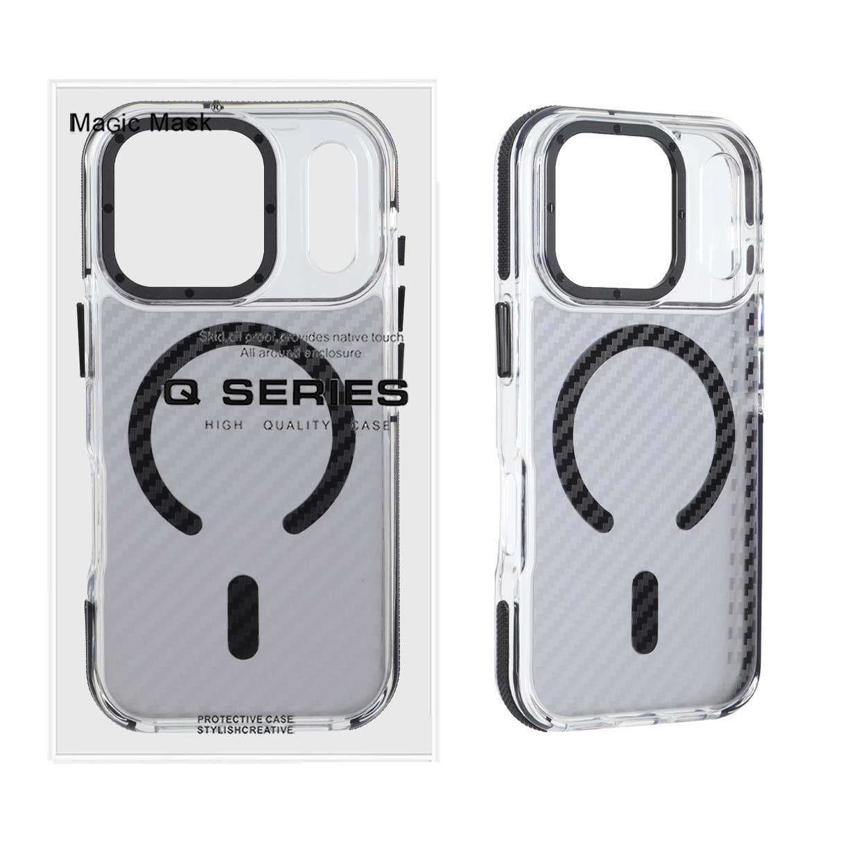 قاب اورجینال Q Series پشت کربن MagSafe مدل Apple iPhone 17 Pro - مشکی (پک دار)