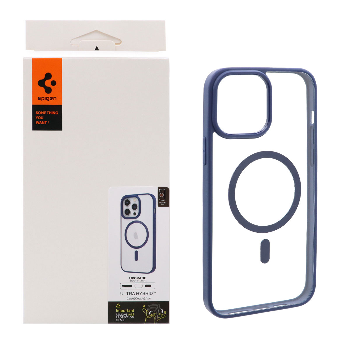 قاب اورجینال Magsafe Spigen با توری اسپیکر فلزی Apple iPhone 13 Pro Max - سرمه ای (پک دار)